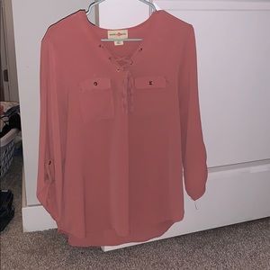 5 for 25 | Lace up neck mauve tunic